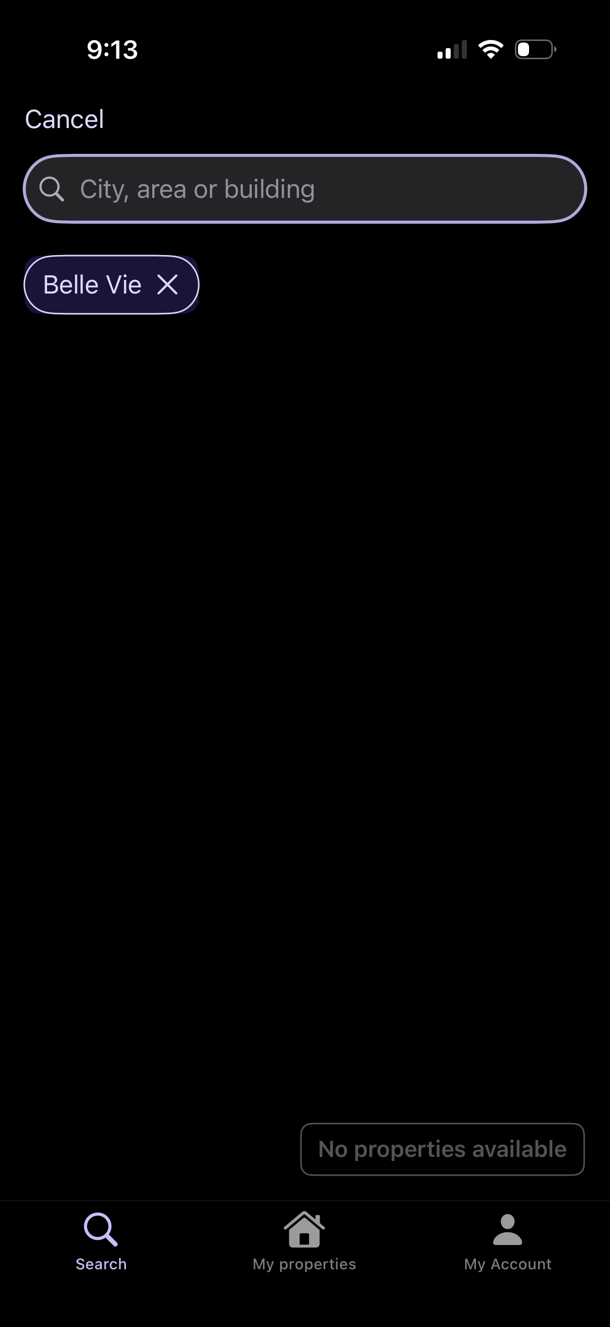 property-finder empty-state screenshot